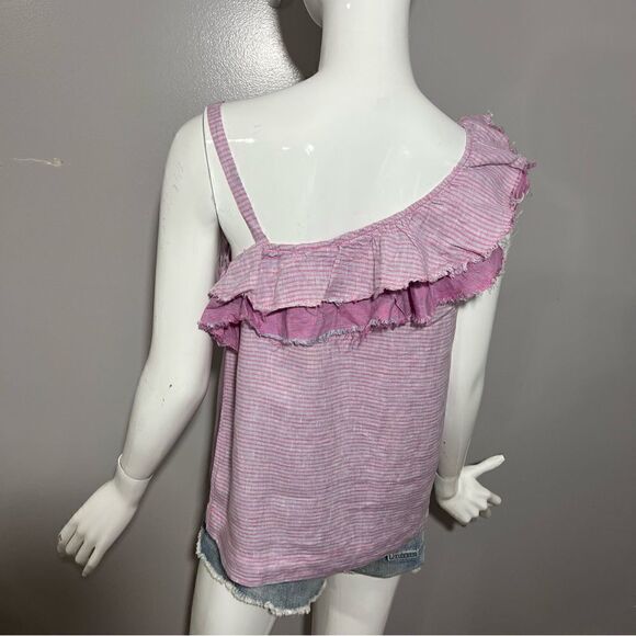 Anthropologie‎ Holding Horses Linen Purple One Shoulder Ruffle Top - XS - Picture 10 of 14